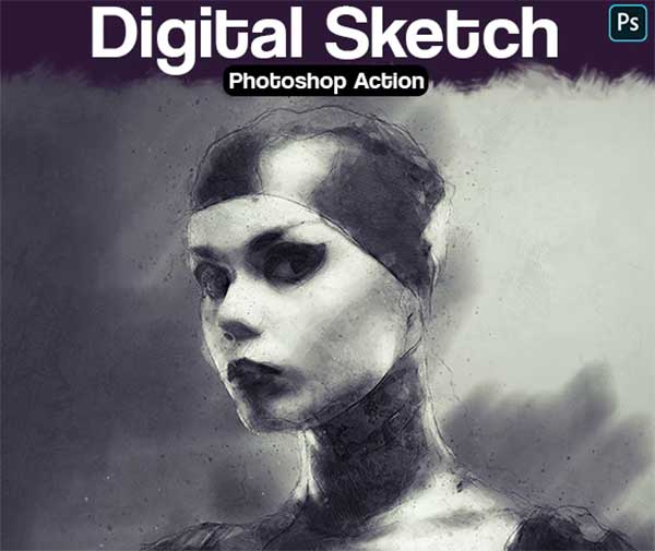 tech sketch photoshop action free download